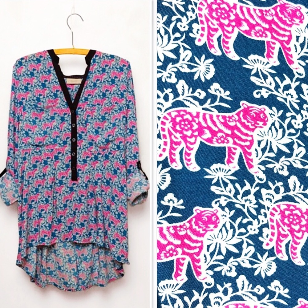 Anthro Vanessa Virginia Tiger Print Honore Top